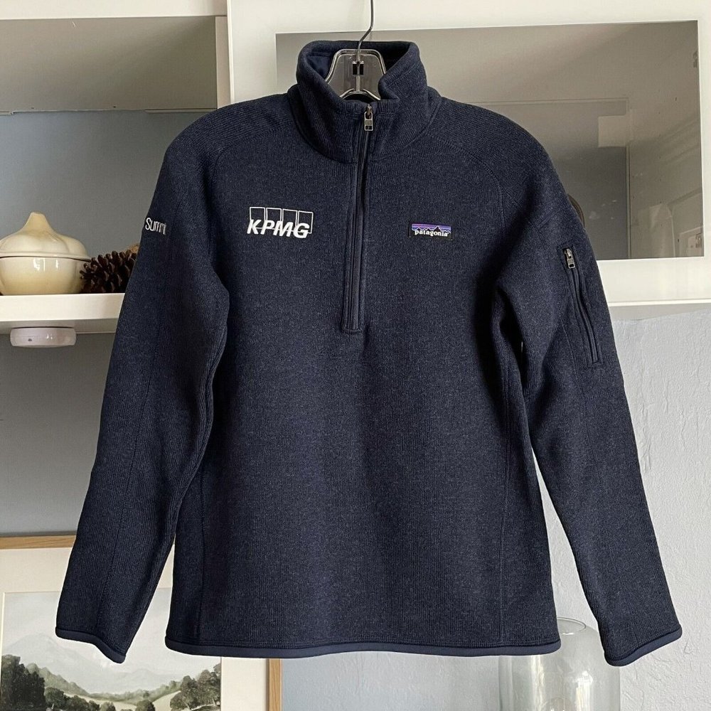 NWT Patagonia Women Better Sweater 1/4 Zip Size S New Navy Custom Logo
